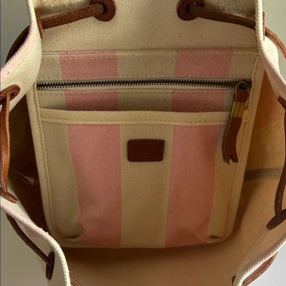 Madewell Somerset Stripe Canvas & Leather Backpack